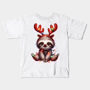 Christmas Red Nose Sloth Kids T-Shirt